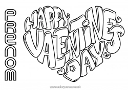 Coloriage gratuit Coeur Je t'aime Saint valentin 