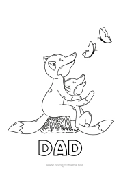 Child coloring page Dad Mum Grandma Grandpa Fox I love you Butterfly Animal 