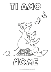 Pagina da colorare per bambini Papà Mamma Nonna Nonno Volpe Ti amo Farfalla Animale 