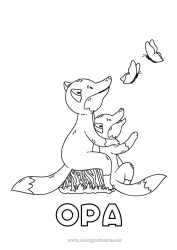 Kinder-Malvorlage Papa Mama Oma Opa Fuchs Ich liebe dich Schmetterling Tier 