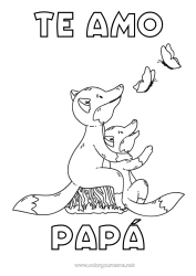 Colorear gratis Papá Mamá Abuela Abuelo Zorro Te amo Mariposa Animales Mensaje
