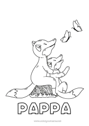 Fargeleggingssiden for barn Pappa Mamma Bestemor Bestefar Rev Jeg elsker deg. Sommerfugl Dyr 