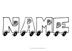 Free colouring Vehicles Car Decorated name Cars, vans and motorhomes