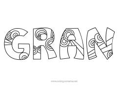 Free colouring Cute Calm and zen Mandala Figure Decorated name