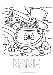 Colouring to customise Magic Cauldron Bird St Patrick's Day Rainbow Birds And Flying Mammals