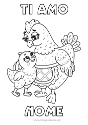 Disegno gratuito Mamma Nonna Gallina Pulcino Ti amo Animale 