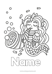 Free colouring Sea Siren Music Fairy tale Music Day