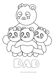 Free colouring Animal Panda Other animals of the world Hug