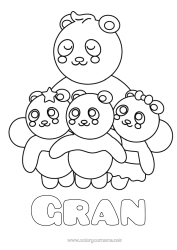 Free colouring Animal Panda Other animals of the world Hug