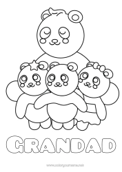 Free colouring Animal Panda Other animals of the world Hug