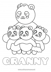 Child coloring page Animal Panda Other animals of the world Hug