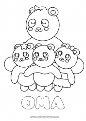 Kleurplaat voor kinderen Dier Panda Andere dieren van de wereld Knuffelmoment