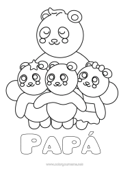 Colorear gratis Animales Panda Otros animales del mundo Abrazo