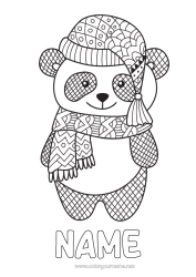 Free colouring Cute Winter Animal Panda Other animals of the world
