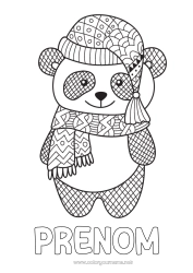 Coloriage gratuit Mignon Hiver Animal Panda Autres animaux du monde