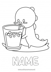 Free coloring Cute Kawaii Dinosaurs Animal