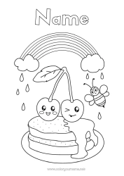 Free colouring Bee Candlemas Pancakes Carnival Mardi Gras Rainbow Insects