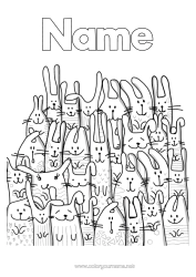Colouring to customise Rabbit 2023 Animal Forest Animals