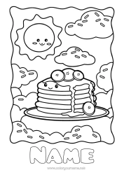 Colouring to customise Candlemas Pancakes Carnival Mardi Gras Fruit Banana