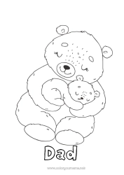 Child coloring page Bear Cute Dad Mum Grandma Grandpa I love you Animal 