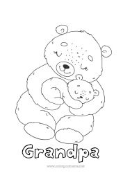 Child coloring page Bear Cute Dad Mum Grandma Grandpa I love you Animal 