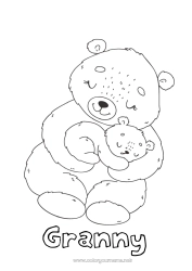 Child coloring page Bear Cute Dad Mum Grandma Grandpa I love you Animal 