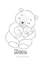 Child coloring page Bear Cute Dad Mum Grandma Grandpa I love you Animal 