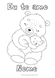 Página de desenho infantil Urso Fofo Papai Mamãe Vovó Vovô Eu te amo Animal Mensagem de 