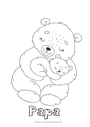 Coloriage enfant Ours Mignon Papa Maman Mamie Papi Je t'aime Animal 