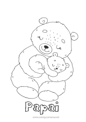 Página de desenho infantil Urso Fofo Papai Mamãe Vovó Vovô Eu te amo Animal Mensagem de 