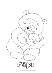 Coloriage enfant Ours Mignon Papa Maman Mamie Papi Je t'aime Animal 