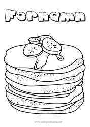 Färgläggningssida att anpassa Kyndelsmässan Pannkakor Karneval Fettisdagen Frukter Banan