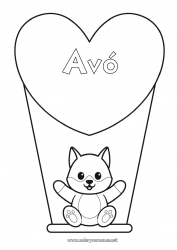 Página de desenho infantil Lobo Fofo Coração Gato Eu te amo Animal Grande coração Cães e gatos Animais da floresta Jogos e brinquedos Balanço