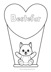 Gratis fargelegging Ulv Søt Hjerte Katt Jeg elsker deg. Dyr Stort hjerte Hunder og katter Skogsdyr Spill og leker Gynge