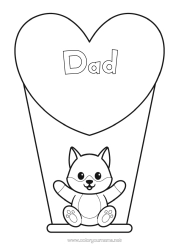 Free colouring Wolf Cute Heart Cat I love you. Animal Big heart Dogs and cats Forest animals Games and toys Swing
