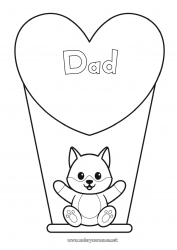 Child coloring page Wolf Cute Heart Cat I love you Animal Big heart Dog and cat Forest animals Games and toys Swing