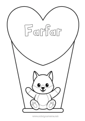 Gratis färgläggning Varg Söt Hjärta Katt Jag älskar dig. Djur Stort hjärta Hundar och katter Skogens djur Spel och leksaker Gunga