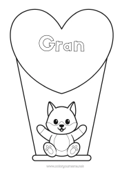 Free colouring Wolf Cute Heart Cat I love you. Animal Big heart Dogs and cats Forest animals Games and toys Swing
