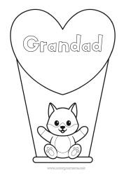 Free colouring Wolf Cute Heart Cat I love you. Animal Big heart Dogs and cats Forest animals Games and toys Swing