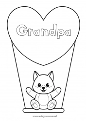 Child coloring page Wolf Cute Heart Cat I love you Animal Big heart Dog and cat Forest animals Games and toys Swing