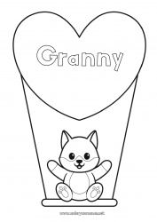 Child coloring page Wolf Cute Heart Cat I love you Animal Big heart Dog and cat Forest animals Games and toys Swing