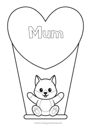 Free colouring Wolf Cute Heart Cat I love you. Animal Big heart Dogs and cats Forest animals Games and toys Swing