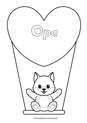 Kleurplaat voor kinderen Wolf Schattig Hart Kat Ik hou van jou Dier Groot hart Honden en katten Bosdieren Spellen en speelgoed Schommel