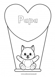 Coloriage enfant Loup Mignon Coeur Chat Je t'aime Animal Grand coeur Chiens et chats Animaux de la forêt Jeux et jouets Balançoire