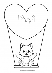 Coloriage enfant Loup Mignon Coeur Chat Je t'aime Animal Grand coeur Chiens et chats Animaux de la forêt Jeux et jouets Balançoire