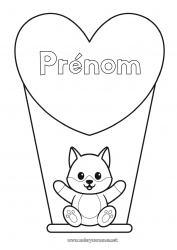 Coloriage gratuit Loup Mignon Coeur Chat Je t'aime Animal Grand coeur Chiens et chats Animaux de la forêt Jeux et jouets Balançoire