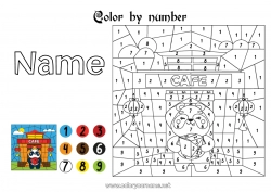 Free coloring Coloring by numbers Children's activities Animal Panda Other animals of the world