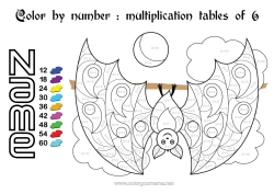 Free colouring Bat Magic colouring books Children's activities Animal Multiplications Birds and flying mammals