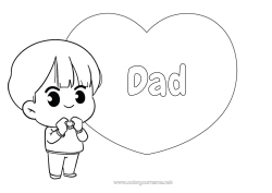 Free colouring Cute Heart Cute I love you. Big heart