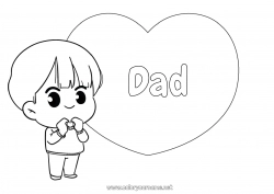 Child coloring page Cute Heart Kawaii I love you Big heart